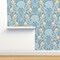 Blue Flowers Floral Citrus Damask Mustard Italian Botanical Agapanthus Large Scale Custom Removable Wallpaper by Spoonflower Peel & Stick Wallpaper 2FT Wide